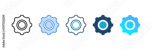 Gear Wheel icon set multiple style collection