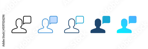 Speaking Person icon set multiple style collection