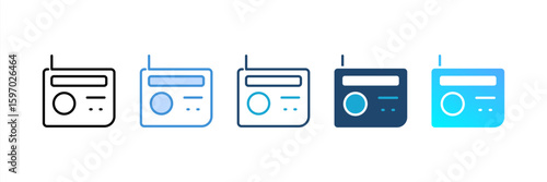 Radio icon set multiple style collection