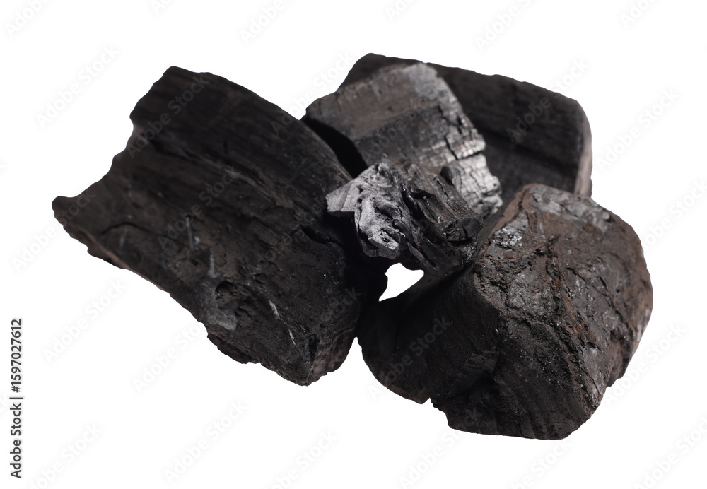 Pieces of black coals isolated on white Pieces of black coals isolated on white