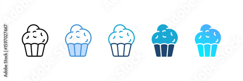 Muffin icon set multiple style collection