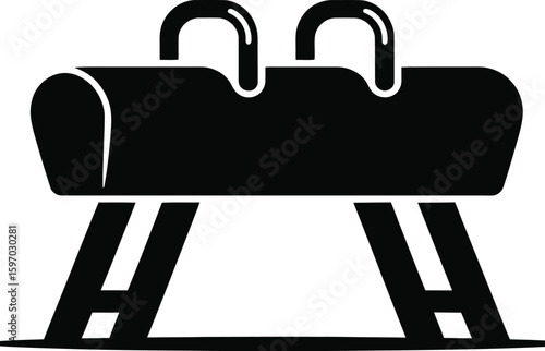 Pommel Horse Silhouette Vector Icon for Gymnastics Equipment Illustration
