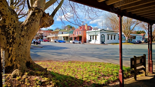 The main street in Braidwood features historic buildings in New South Wales, Australia.