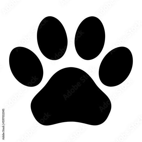 Simple Black Paw Print Illustration on White Background for Animal Lovers