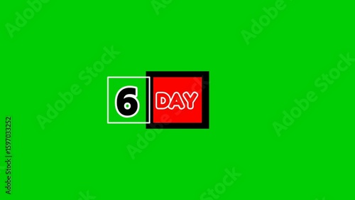 Animation of 6 Days in a Box and Line Icon, Where the Days Are in the Red and Black Boxes, Then the Number 6 Is in the White Box Line