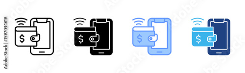 Ewallet icon set multiple style collection