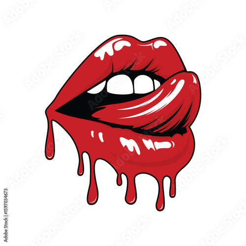 red lips woman vector logo design concept idea