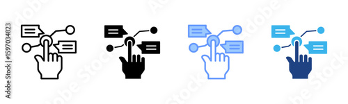 Interaction icon set multiple style collection