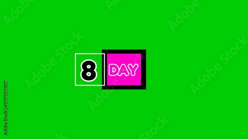 Animation of 8 Days in a Box and Line Icon, Where the Days Are in the Pink and Black Boxes, Then the Number 8 Is in the White Box Line