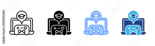 Gamification icon set multiple style collection