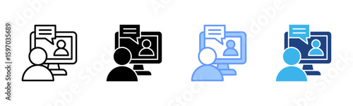 Online Counseling icon set multiple style collection