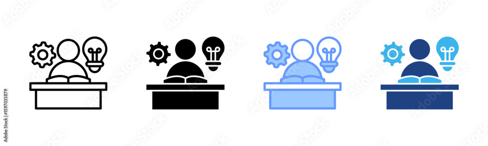 Fototapeta premium Competence icon set multiple style collection