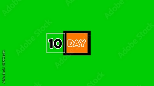 Animation of 10 Days in a Box and Line Icon, Where the Days Are in the Orange and Black Boxes, Then the Number 10 Is in the White Box Line