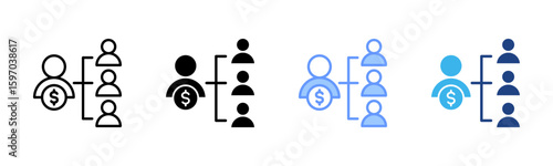 Delegation icon set multiple style collection