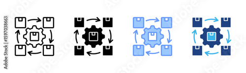 Supply Chain icon set multiple style collection