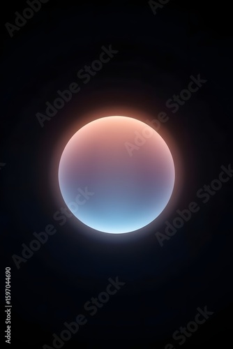 Glowing pink and blue sphere centered on a black background, representing futuristic technology, minimal abstract design, digital art, or cosmic energy and light aesthetics

