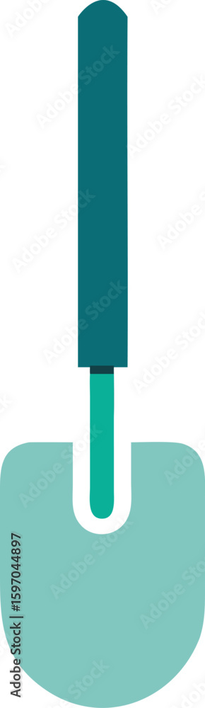 Fototapeta premium Abstract icon of a teal bar inserted into a light blue shape, connection or slot symbol, shovel