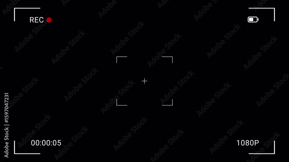Smartphone video camera frame grid, recording overlay frame with timecode counter, vertical camera streaming recorder, footage. rec text camera recording icon blink animation,