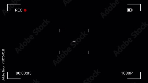   Smartphone video camera frame grid, recording overlay frame with timecode counter, vertical camera streaming recorder, footage. rec text camera recording icon blink animation,

