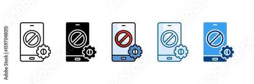 Device Free Zone Icon Set Multiple Style Collection
