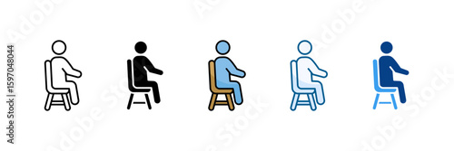 Sitting Icon Set Multiple Style Collection