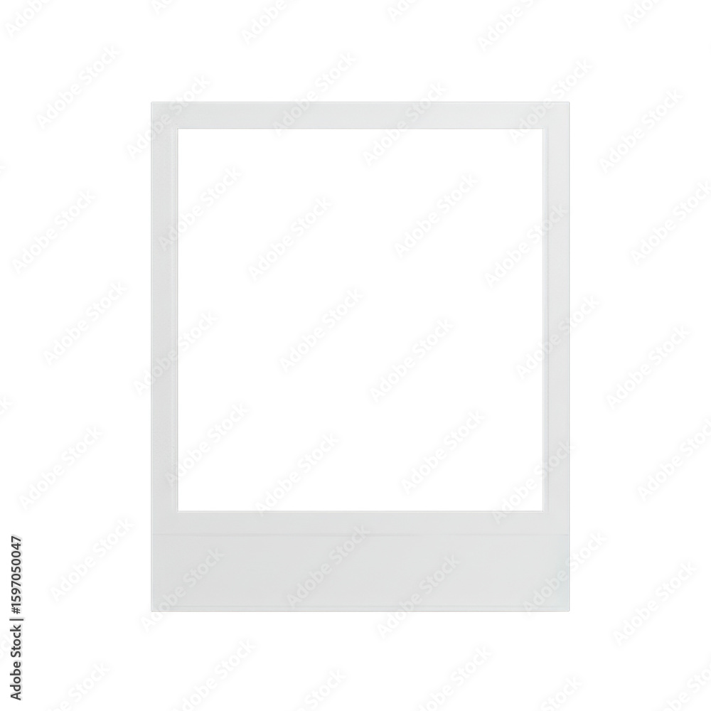 Obraz premium Minimalist square white picture frame with clear central display area on transparent background