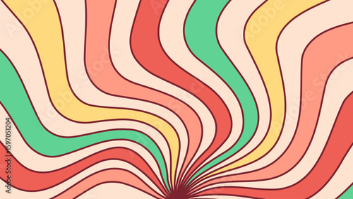 Retro Psychedelic Wavy Background. Colorful Vintage Swirl Abstract Collection