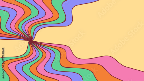 Retro Psychedelic Wavy Background. Colorful Vintage Swirl Abstract Collection