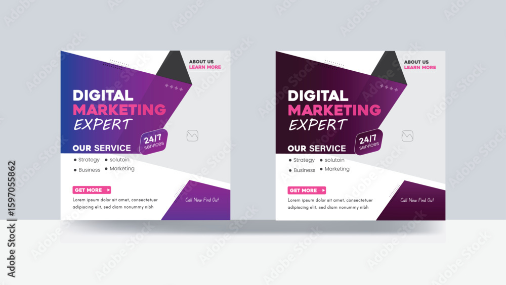 Fototapeta premium Digital marketing expert agency business promotion and corporate social media banner poster template