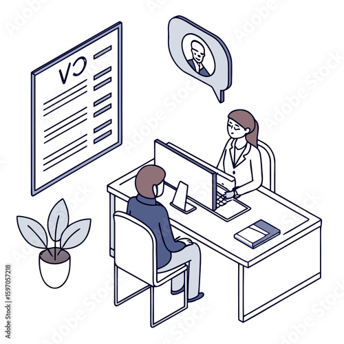 Business meeting with candidate and interviewer vector