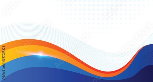 abstract blue orange corporate background with 3d concept. abstract white background with blue  and orange wave background banner with formal concept for banner advertisement announcement certificate