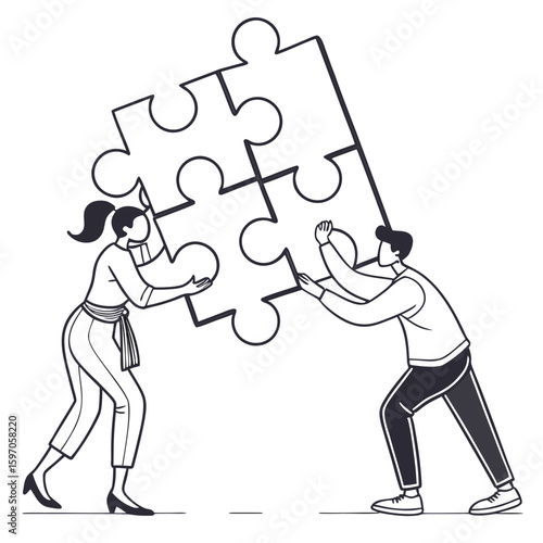 Diverse people assembling puzzle pieces collaboration concept teamwork connection
