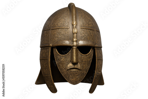 Coppergate helmet replica, showcasing anglo-saxon craftsmanship and warrior culture, isolated on transparent background