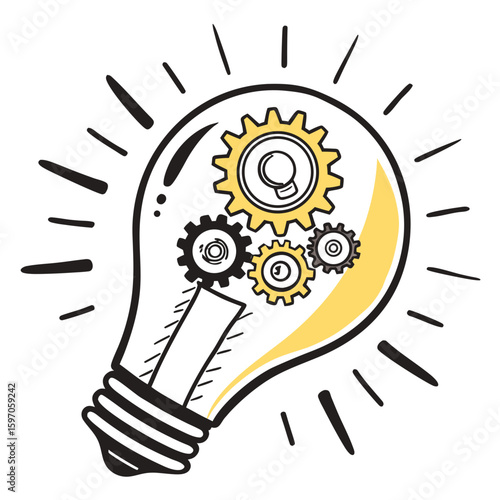 Lightbulb with gears idea generation innovation