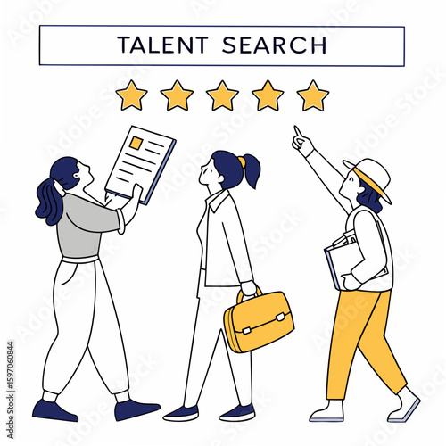 People looking at stars above talent search sign rating business