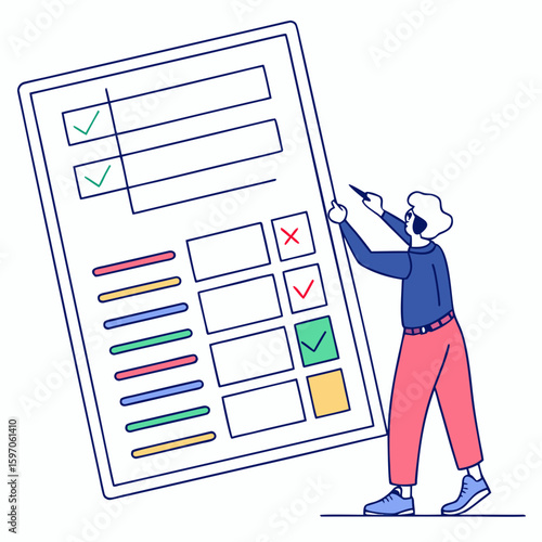Person interacting with checklist interface task list user