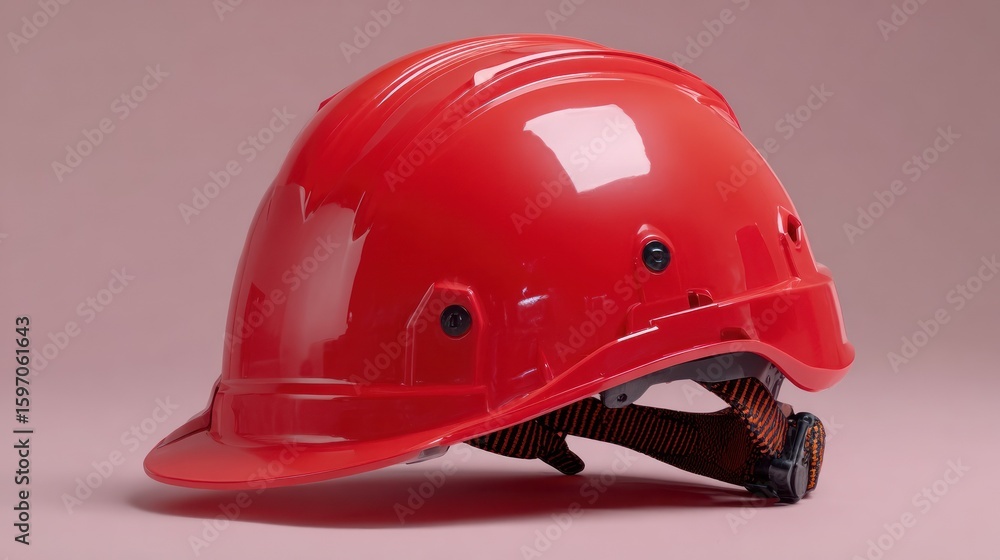 Fototapeta premium Safety First: A Vibrant Red Hard Hat