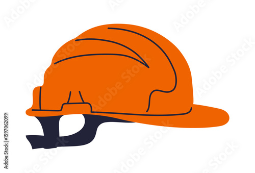 Construction safety helmet vector illustration. Modern safety protective hardhat for builder mechanic plumber carpentry service. Professional safety cap stylized simple sign web design