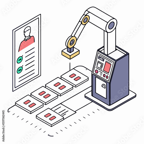 Robotic arm scanning resumes on conveyor belt technology automation