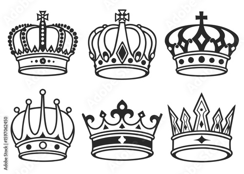 Royal crowns collection regal headwear symbols monarchy