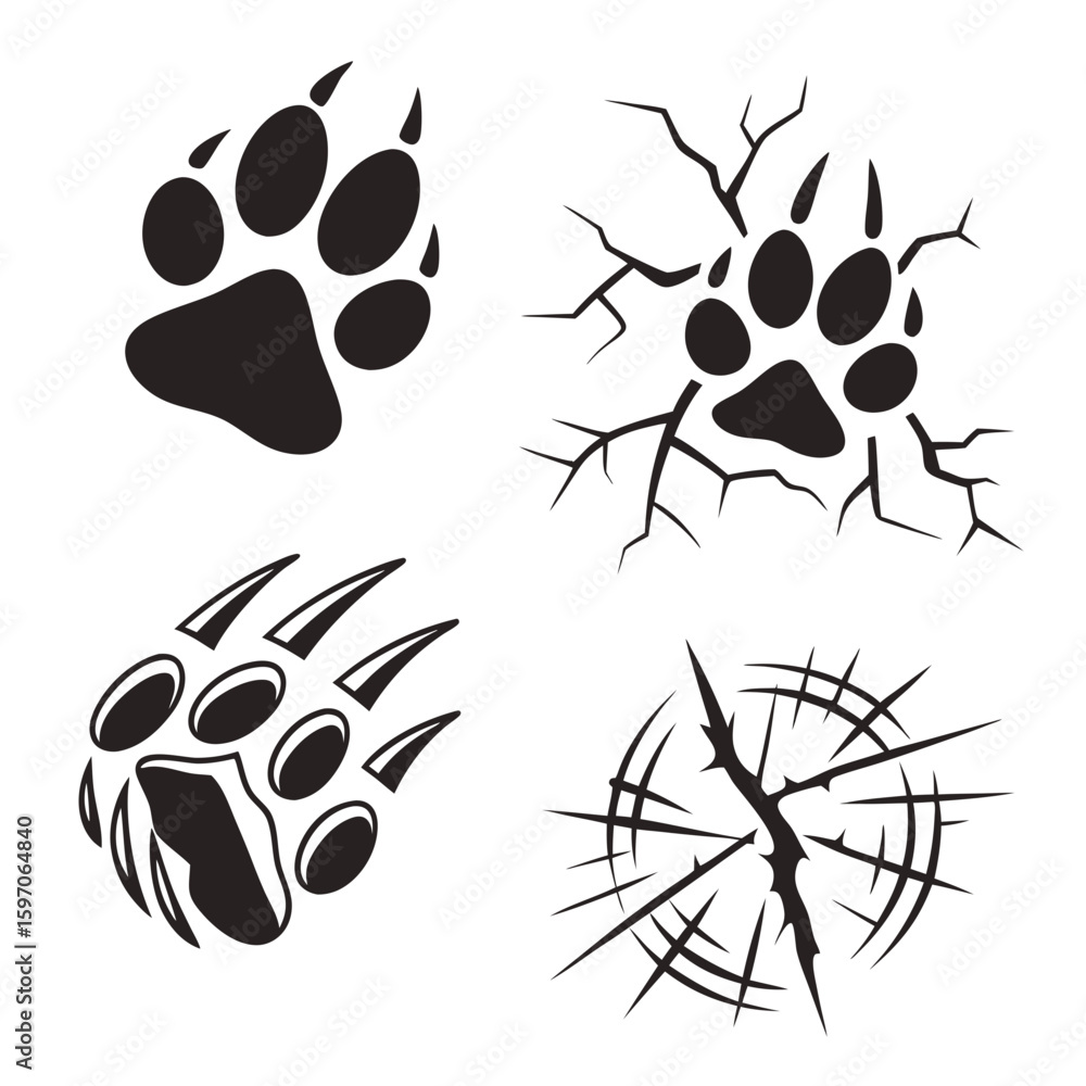 Animal paw prints claw marks bear paw wild animal Animal paw prints claw marks bear paw wild animal