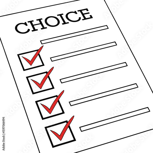 Checklist with red ticks and blank lines vector