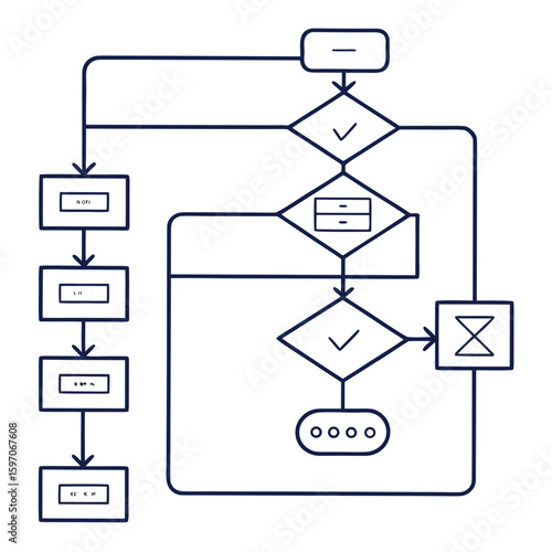 Flowchart diagram with process steps and decisions