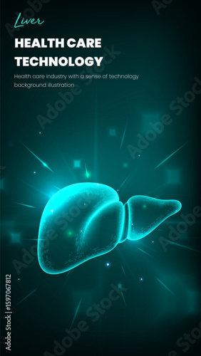 Vertical edition healthcare illustration liver technology sense background