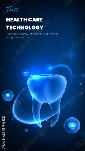Vertical edition healthcare illustration teeth technology sense background
