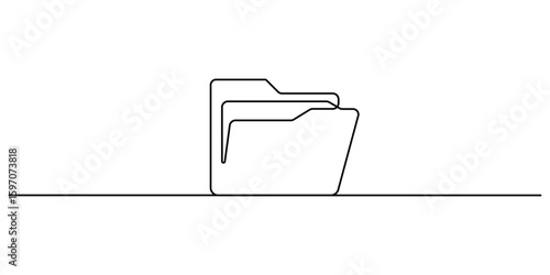 Continuous one line drawing of office folder simple outline vector illustration