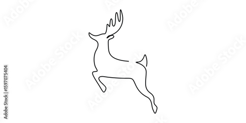 Continuous one line art deer minimalist outline vector illustration