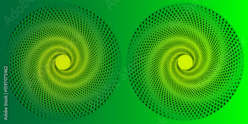 Green Gradient Hypnotic Spiral Dots
