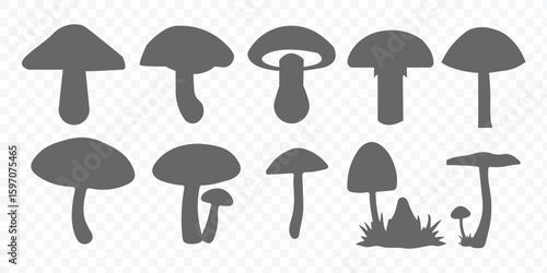 minimal black and white mushroom outline icons