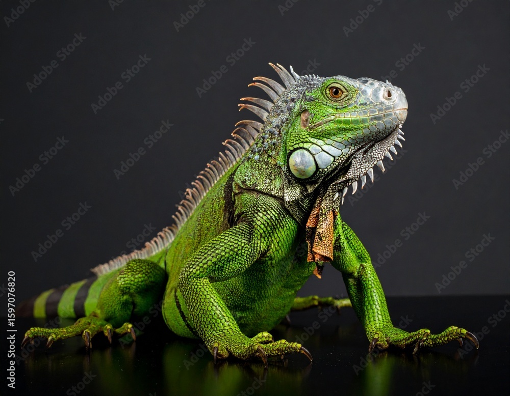 Fototapeta premium The green iguana also known as the American iguana is a lizard reptile in the genus Iguana in the Iguanidae family.